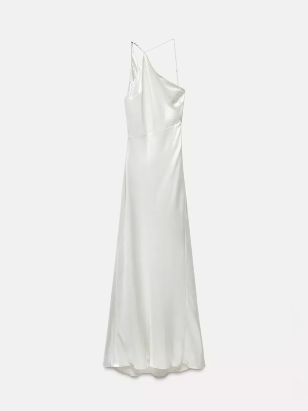 Zara Elegant Silver Satin One-Shoulder Maxi Dress Plus Size XXL - Picture 2 of 5